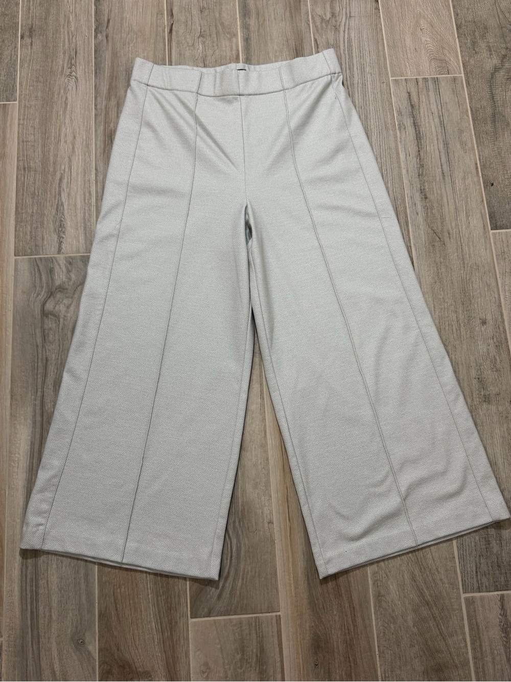 JNY Gray Wide Leg Cropped Pants High Waist Pull On Career Casual XL